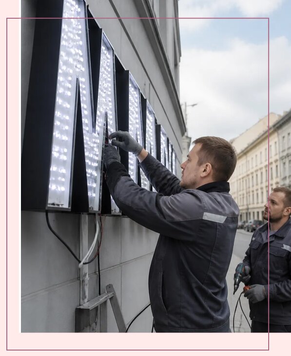 Изготовление и монтаж светодиодных LED вывесок в Саянске